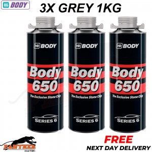 3X HB BODY 650 STON CHIP GREY 1 KG screw top can SERIES 6