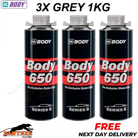 3X HB BODY 650 STON CHIP GREY 1 KG screw top can SERIES 6