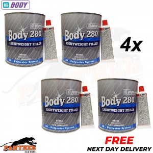 4 x HB Body body 280 3 Litre Body filler Beige Lightweight 2K Polyester filler