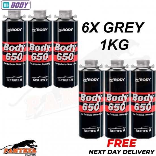 6X HB BODY 650 STONE CHIP GREY 1 KG screw top can SERIES 6