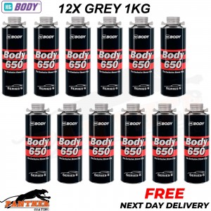 12X HB BODY 650 STON CHIP GREY 1 KG screw top can SERIES 6