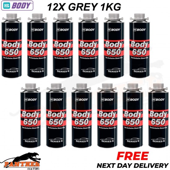 12X HB BODY 650 STON CHIP GREY 1 KG screw top can SERIES 6