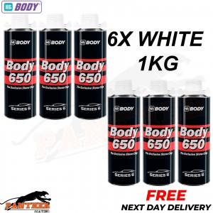 6X HB BODY 650 STONE CHIP WHITE 1 KG screw top can SERIES 6