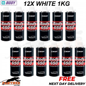 12X HB BODY 650 STON CHIP WHITE 1 KG screw top can SERIES 6