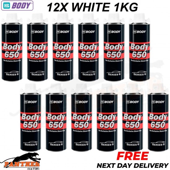 12X HB BODY 650 STON CHIP WHITE 1 KG screw top can SERIES 6