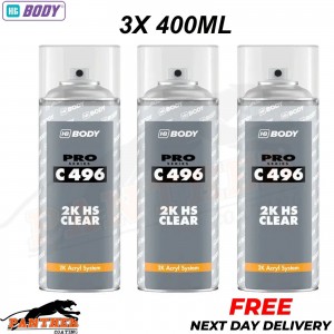 3x HB Body C 496 2K HS CLEARCOAT Professional Clear Coat Lacquer 400ml aerosol