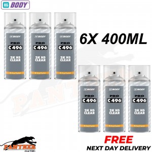 6x HB Body C 496 2K HS CLEARCOAT Professional Clear Coat Lacquer aerosol 400ml