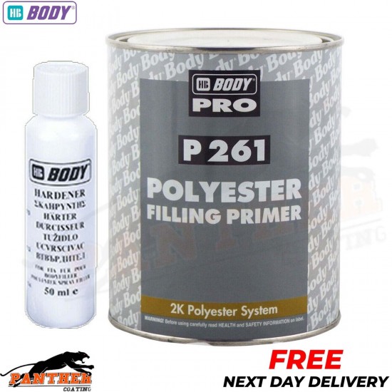 HB BODY P261 POLYESTER SPRAY FILLER PRIMER WITH HARDENER 1LTR (FAST DISPATCH
