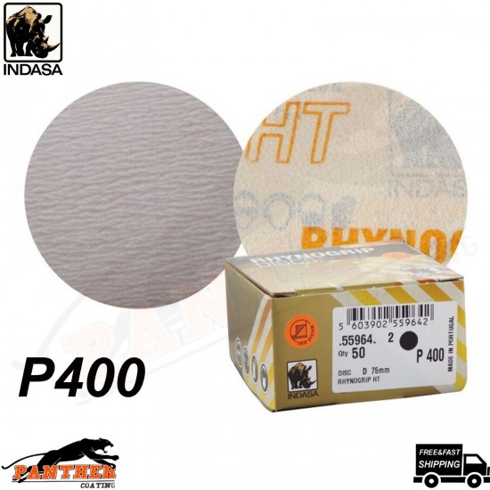 Indasa Rhynogrip HT Line 75mm 3" Sanding Discs P400 Box of 50 Grip System