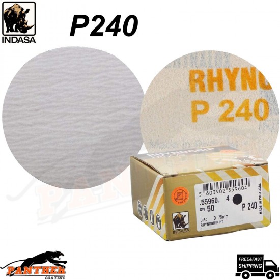 Indasa Rhynogrip Sanding Discs P240 HT Line 75mm 3" Box of 50 Grip System