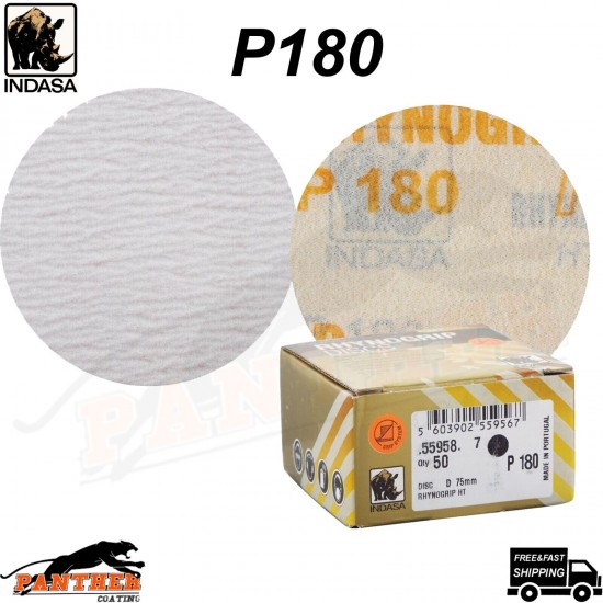 Indasa Rhynogrip HT Line 75mm 3" Sanding Discs P180 Box of 50 Grip System