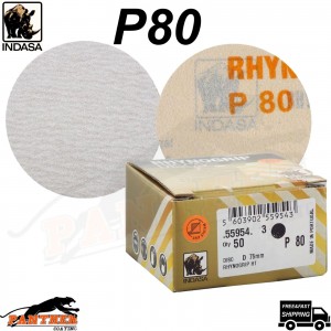 Indasa Rhynogrip HT Line 75mm 3" Sanding Discs P80 Box of 50 Grip System