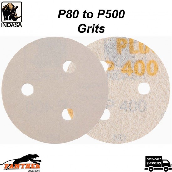 INDASA RHYNOGRIP PLUS LINE 75mm Plus Line GRITS 80 to 500 Discs 3H, Pack of 50