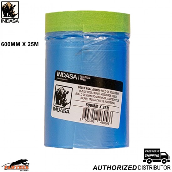 Indasa 600mm x 25m Pre-Taped Masking Film Roll – Car Spray Painting