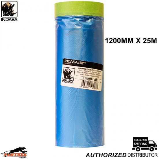 Indasa Car Paint Masking Film Roll 1200mm x25m Pre-Taped Drop Film