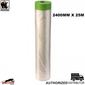 Indasa Car Paint Masking Film Roll 2400mm x25m Pre-Taped Drop Film