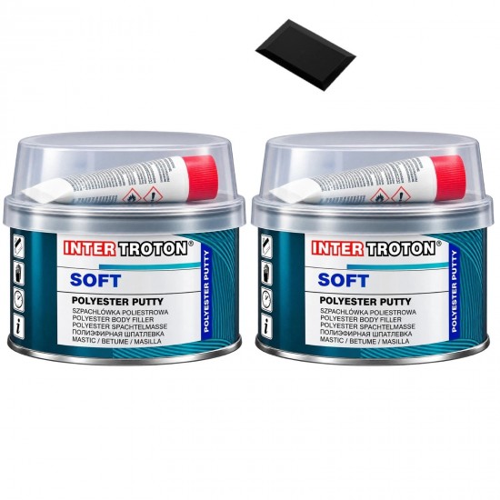 INTER TROTON SOFT Polyester Body Filler Putty 250g 2x Car Repair + Spreader