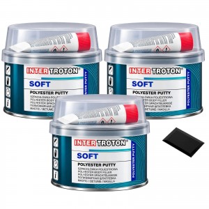 INTER TROTON SOFT 3x 250g Polyester Body Filler Car Repair + 1x Spreader