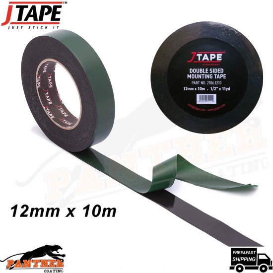 J TAPE Double Sided Foam Tape 12mm x 10mm Black Durable Strong Permanent