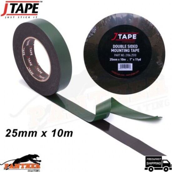 J TAPE Double Sided Foam Tape 25mm x 10mm Black Durable Strong Permanent