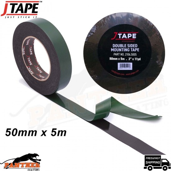 J TAPE Double Sided Foam Tape 50mm x 5mm Black Durable Strong Permanent