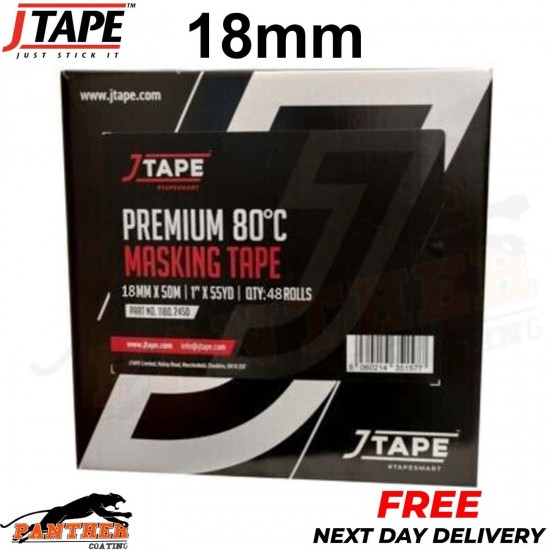 J TAPE PREMIUM 80 °C MASKING TAPE 18mm x 50m ROLL 18mm BOX OF 48