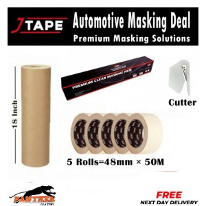 J Tape MASKING TAPE 48MM X 50m, MASKING POLY FILM, 18 "PAPER & FOAM EDGING TAPE