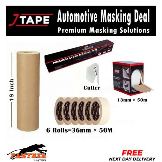 J Tape MASKING TAPE 36MM X 50m, MASKING POLY FILM, 18 "PAPER & FOAM EDGING TAPE