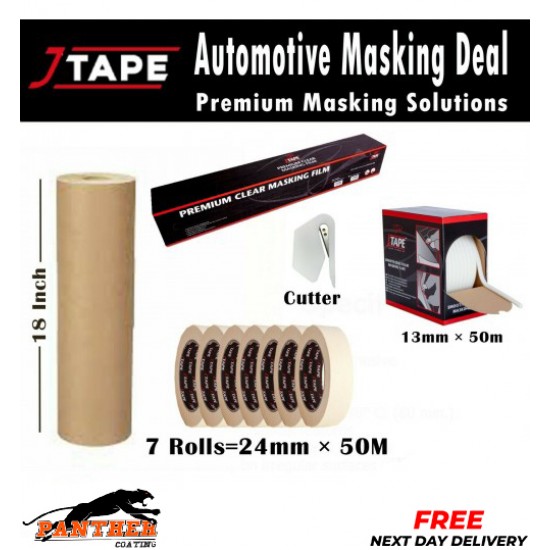 J Tape MASKING TAPE 24MM X 50m, MASKING POLY FILM, 18 "PAPER & FOAM EDGING TAPE