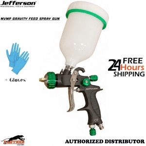 Jefferson 1.4mm MVMP Gravity Feed Spray Gun 600ml Paint Cup JEFA091G + Gloves