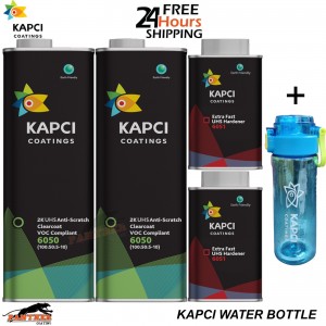 2X Kapci 6050 2K HS Clearcoat + 6051 Extra Fast Hardener 15L Kit + Water Bottle
