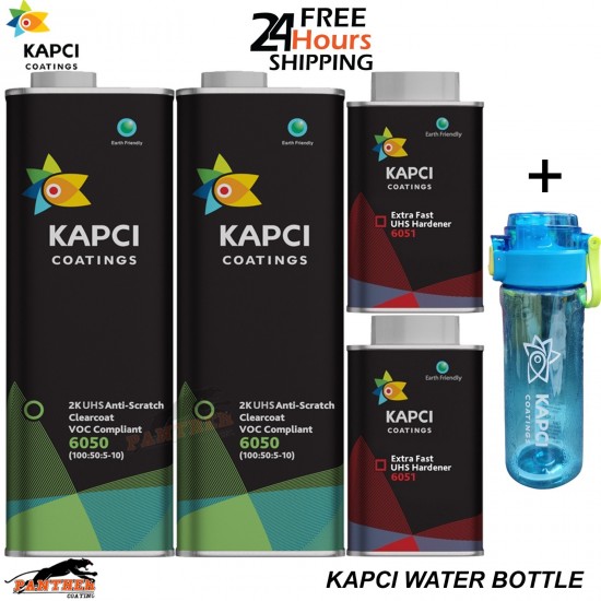 2X Kapci 6050 2K HS Clearcoat + 6051 Extra Fast Hardener 15L Kit + Water Bottle
