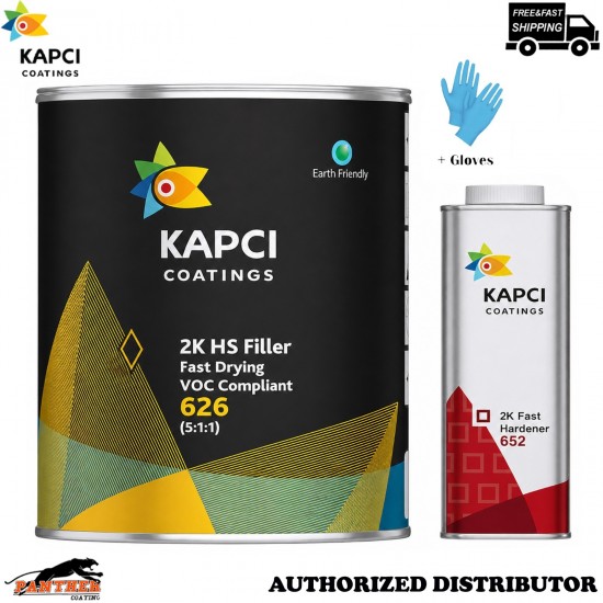 Kapci 626 1.2L 2K Fast Drying Hybrid Primer Kit VOC Easy Sanding + Gloves