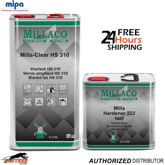 Millaco HS310 2K Clearcoat 5L & Fast Hardener 222 2.5L – Complete Kit 7.5L