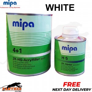 MIPA 4+1 Acrylfiller High Build Primer - White- 1L Activator H5 0.25L 2k -4 + 1