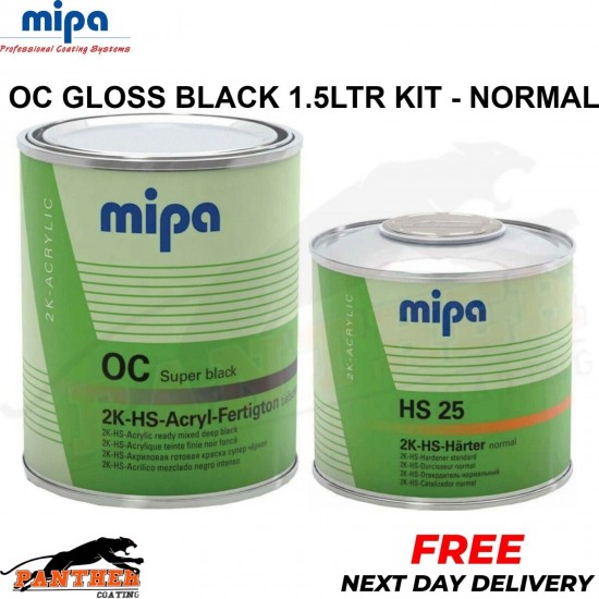 MIPA OC 2K HS RM SUPER GLOSS BLACK 1.5LTR KIT WITH HS25 STANDARD HARDENER