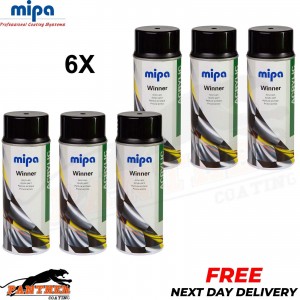 6x Mipa Winner Acrylic Spray Acrylic Paint Black Glossy 400ml Aerosol