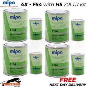 4x Mipa F54 4-1 2K HS Grundfiller HIGH BUILD PRIMER W/ H5 HARDENER GREY-20L KIT