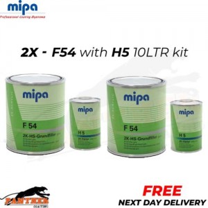 2x Mipa F54 4-1 2K HS Grundfiller HIGH BUILD PRIMER W/ H5 HARDENER GREY-10L KIT