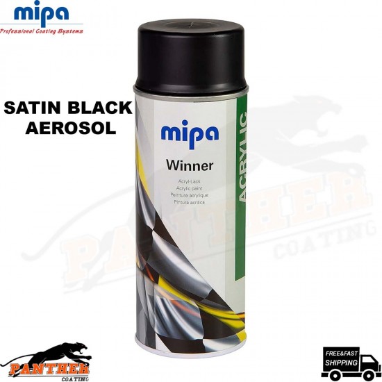 Mipa Winner Acrylic Spray Acrylic Paint Satin Black 400ml Aerosol