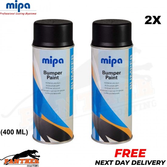 2x MIPA Paint Bumper Spray SCHWARZ/BLACK Fast Drying Aerosol 400ML