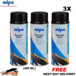 3x MIPA Paint Bumper Spray SCHWARZ/BLACK Fast Drying Aerosol 400ML