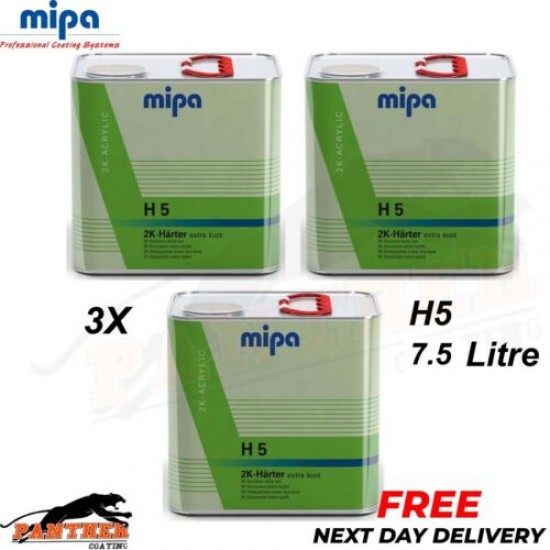 3x MIPA 2K ACRYLIC H 5 EXTRA FAST HARDENER ACTIVATOR 2K HARTER (7.5 LITRE)