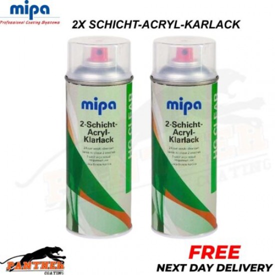 2x MIPA 2 Schicht Acryl Klarlack Aerosol – 400ML