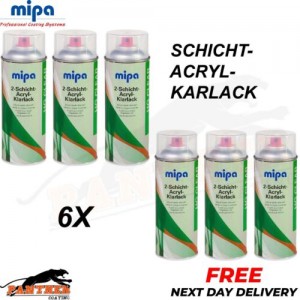 6x MIPA 2 Schicht Acryl Klarlack Aerosol – 400ML
