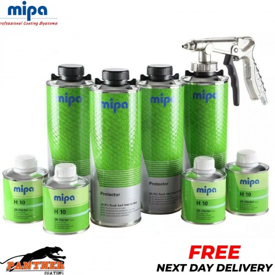 MIPA PROTECTOR TOUGH COATING TRUCK BED LINER KIT 4L FREE APPLICATOR GUN TINTABLE