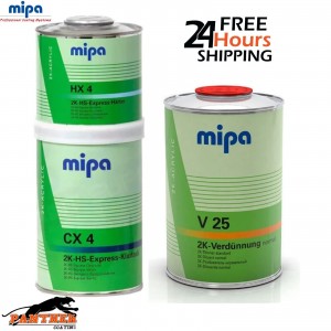 MIPA KLARLACK CX4 CLEARCOAT LACQUER WITH HX4 HARDENER+V 25 THINNER 2.5 LITRE KIT