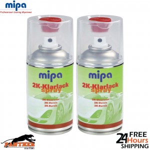 2x MIPA 2K KLARLACK CLEAR GLOSS LACQUER PETROL FUEL RESISTANT AEROSOL 250ML