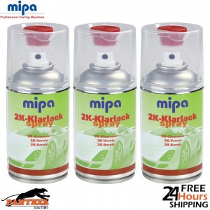 3x MIPA 2K KLARLACK CLEAR GLOSS LACQUER PETROL FUEL RESISTANT AEROSOL 250ML