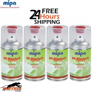 4x MIPA 2K KLARLACK CLEAR GLOSS LACQUER PETROL FUEL RESISTANT AEROSOL 250ML